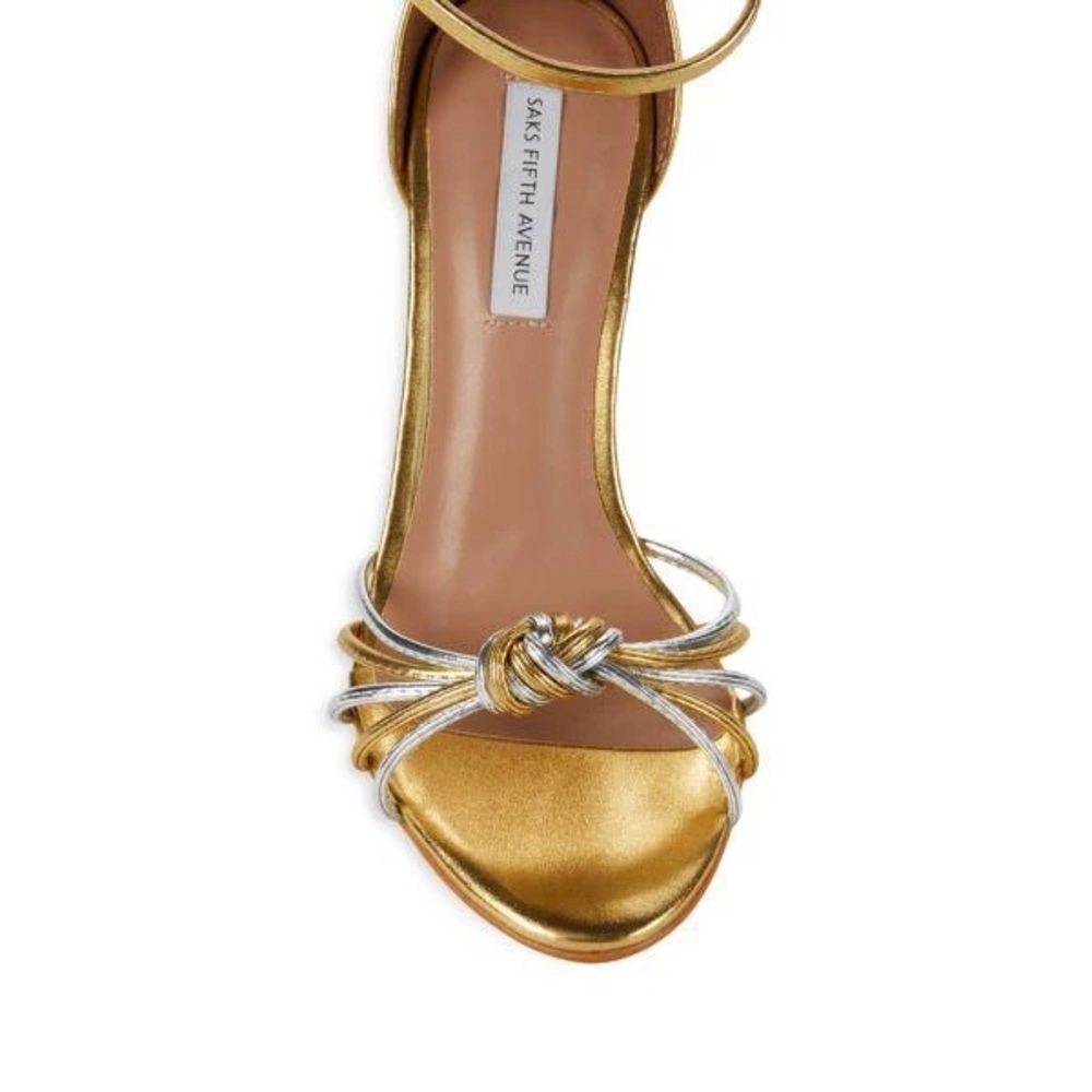 Saks Fifth Avenue Susan Metallic Gold and Silver Ankle Strap Sandals